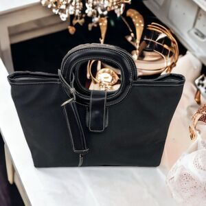 ESTÉE Lauder Black Satchel/Tote Bag with Matching Make-up/Lip Stick Case Fob